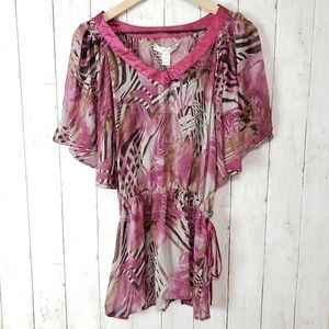 Ya-Da fuchsia color blouse, size small, sheer,